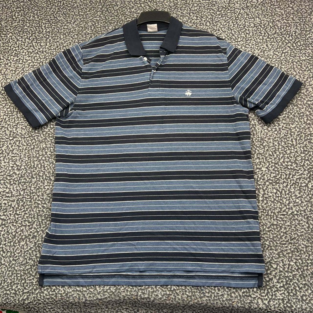 Brooks Brothers Performance Polo Shirt Men XL Blue Striped Original Fit Cotton